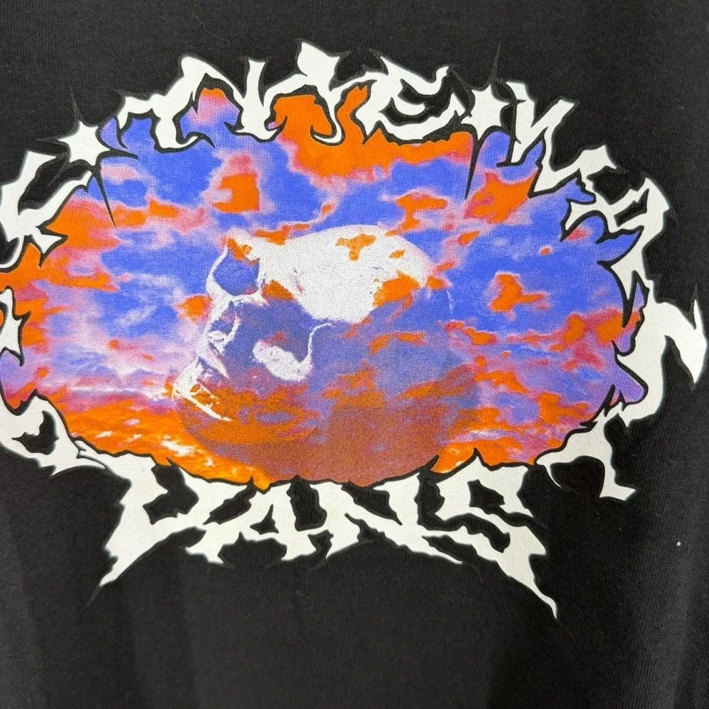 Vans Mens Dome Zone Short Sleeve Graphic T-Shirt Black Skull Sunset Loose Fit Lg